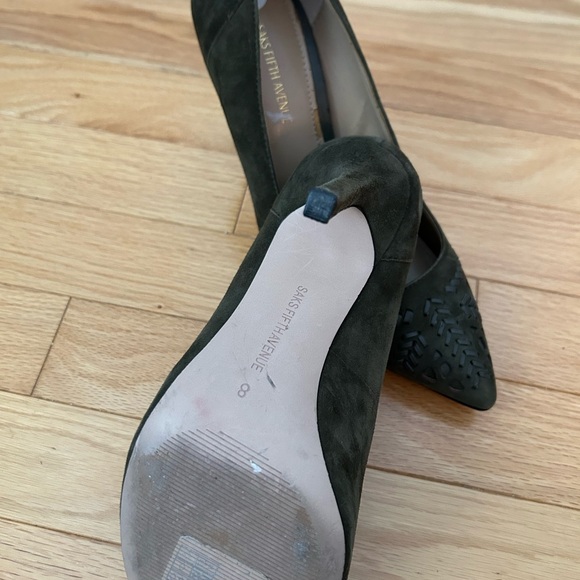Saks Fifth Avenue Women's Olive Green Heels - Picture 5 of 5